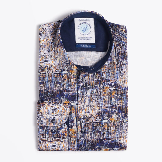 - Abstract Print Shirt - Blue