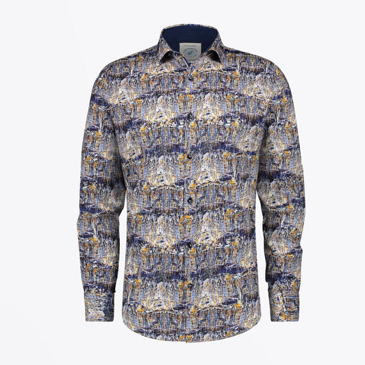 - Abstract Print Shirt - Blue