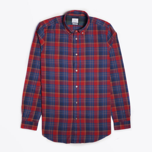 - Cotton Check Shirt - Red/Blue