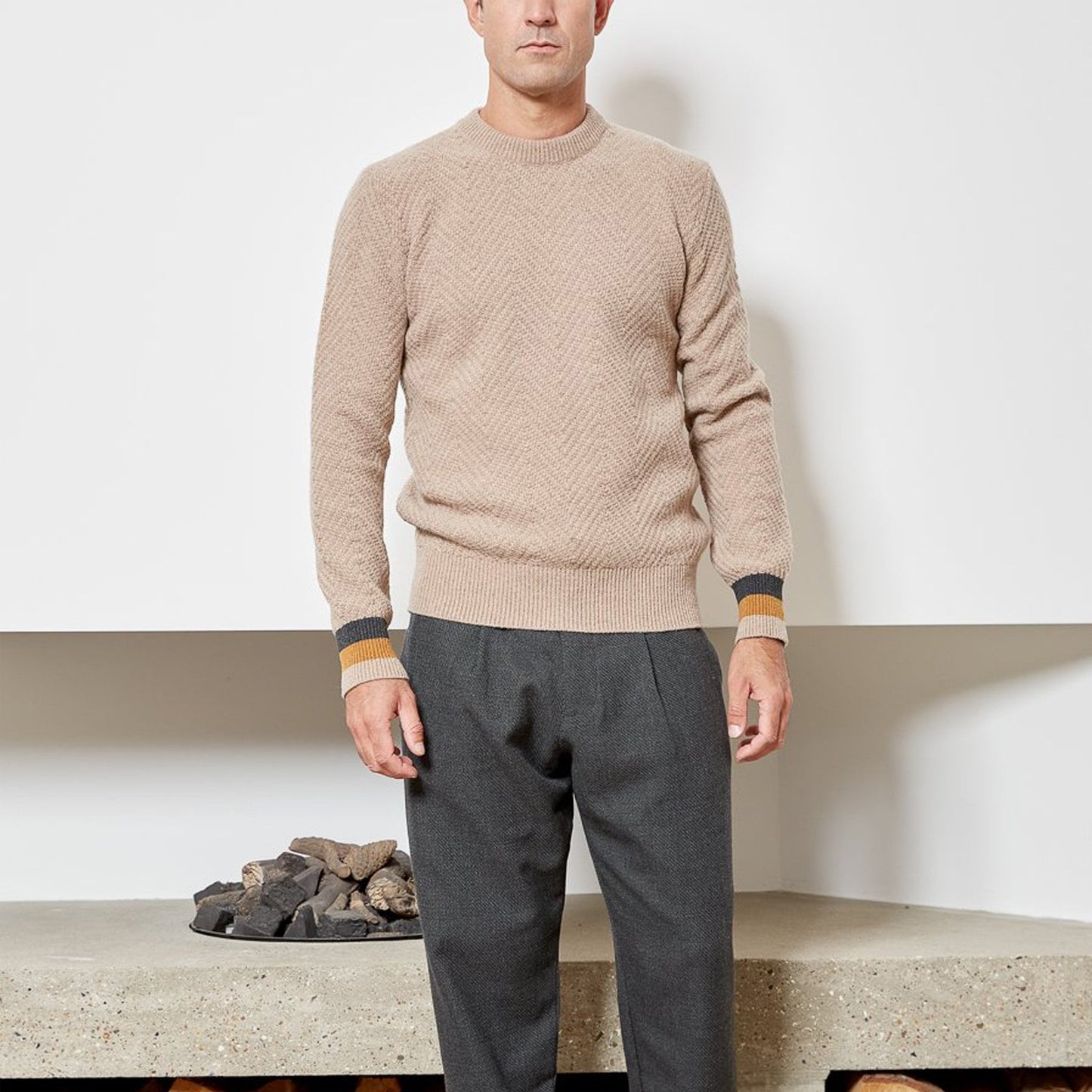 - Blenheim - Wool Knitted Jumper - Beige