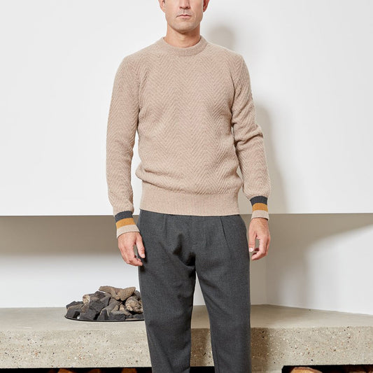 - Blenheim - Wool Knitted Jumper - Beige