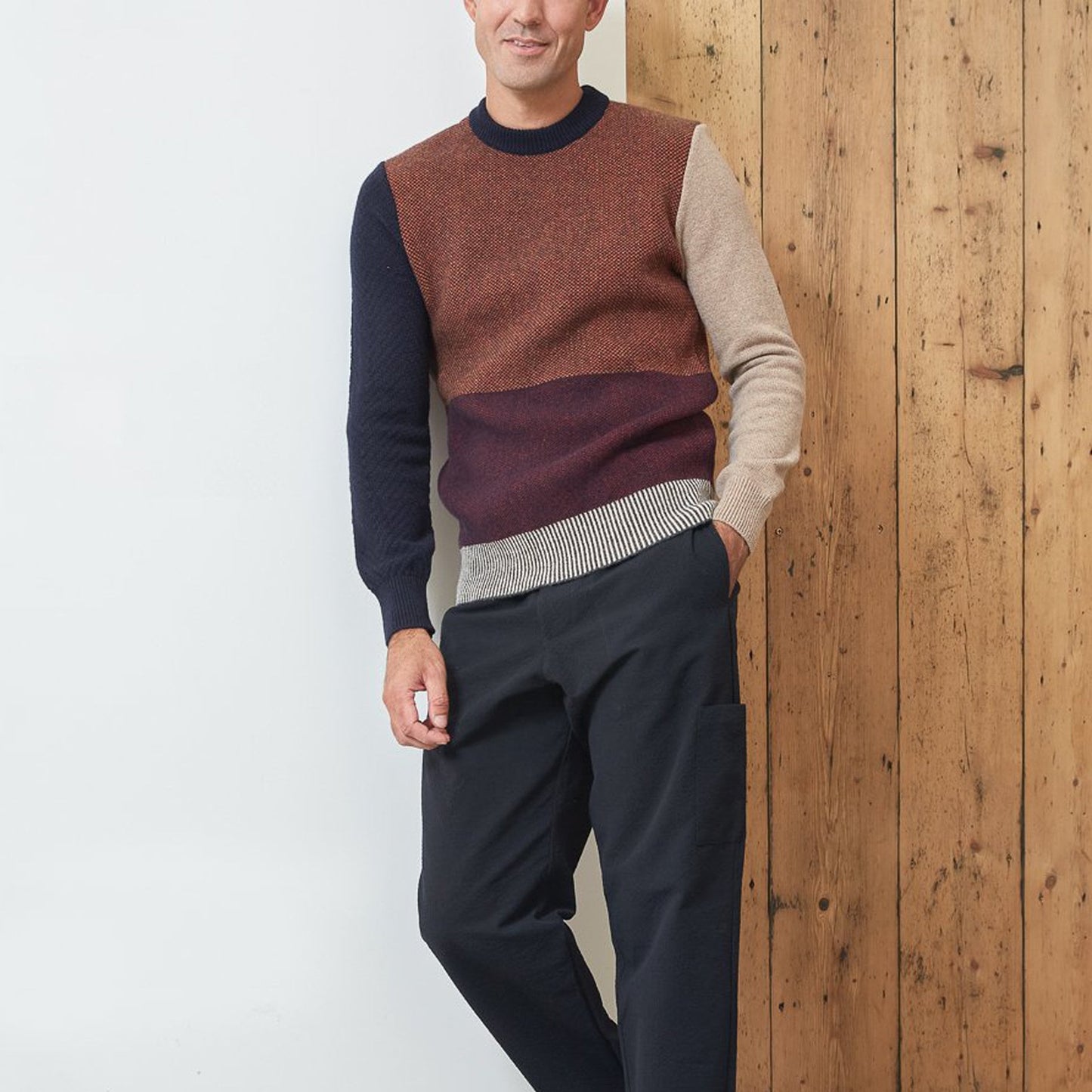- Blenheim - Contrast Panel Knit Jumper - Multi