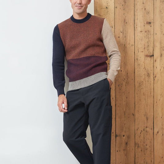 - Blenheim - Contrast Panel Knit Jumper - Multi