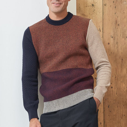 - Blenheim - Contrast Panel Knit Jumper - Multi