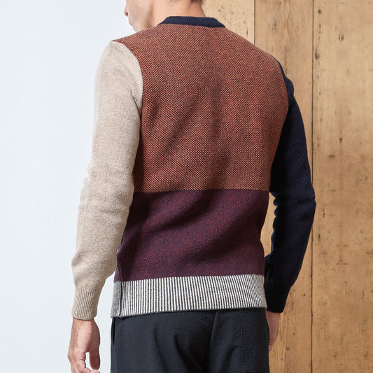 - Blenheim - Contrast Panel Knit Jumper - Multi