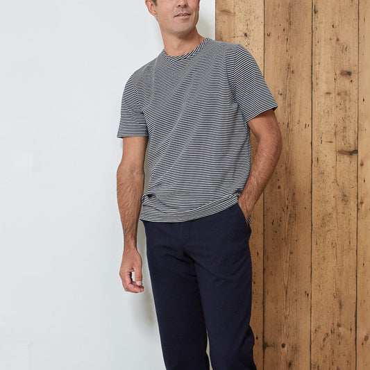 - Conduit - Organic Cotton Stripe T-Shirt - Navy