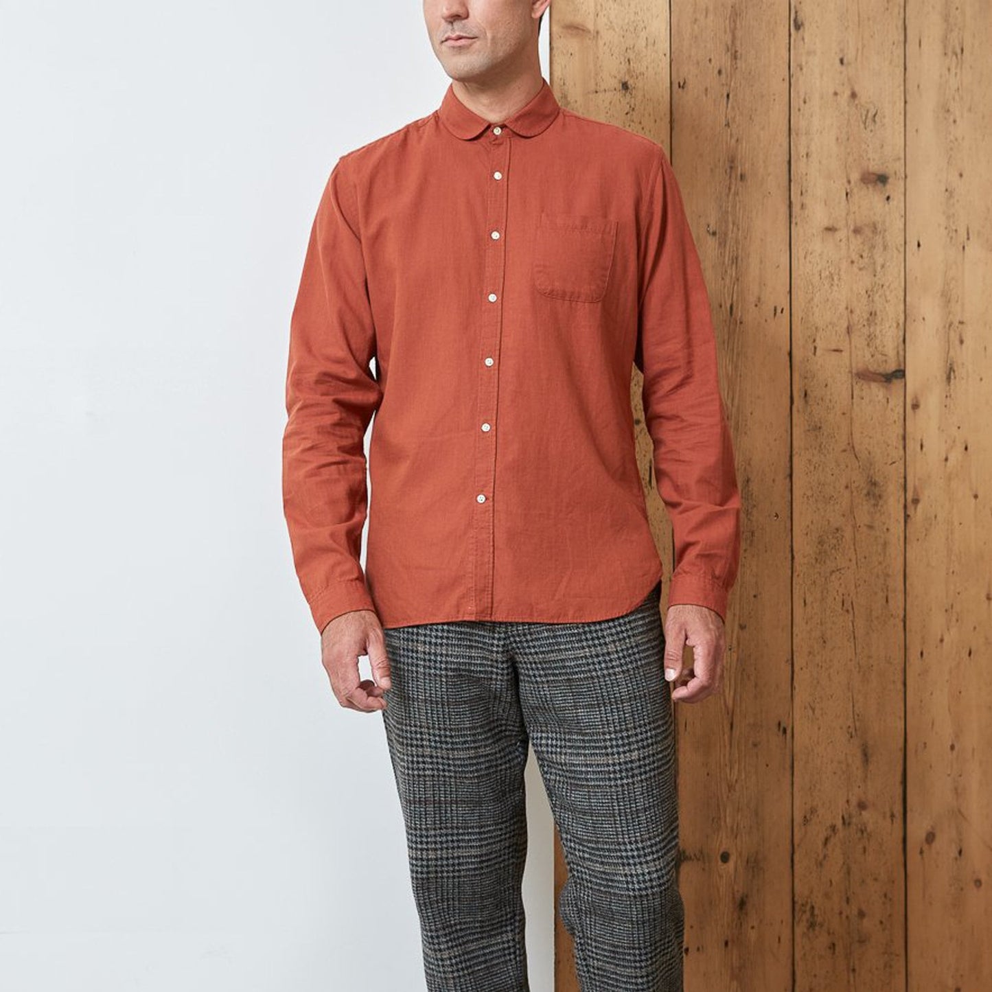 - Eton - Cotton Collar Shirt - Orange