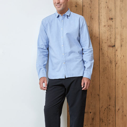 - Clerkenwell - Cotton Tab Shirt - Blue