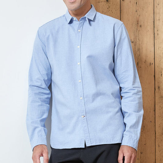 - Clerkenwell - Cotton Tab Shirt - Blue