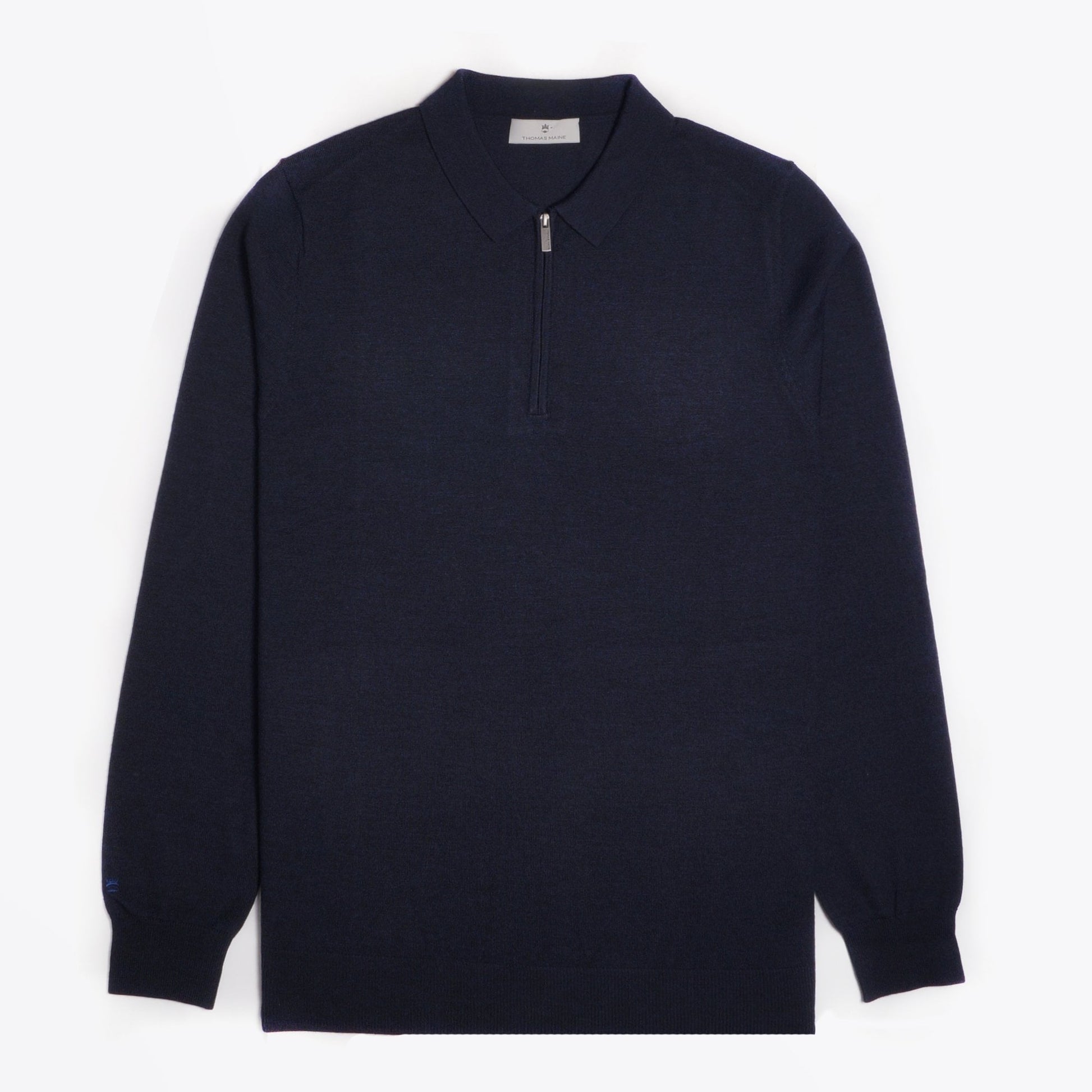 Thomas Merino Half Zip Polo - Navy