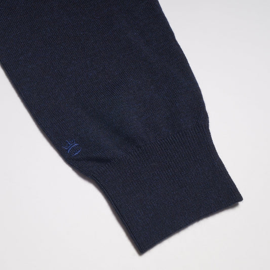 Merino Half Zip Polo - Navy