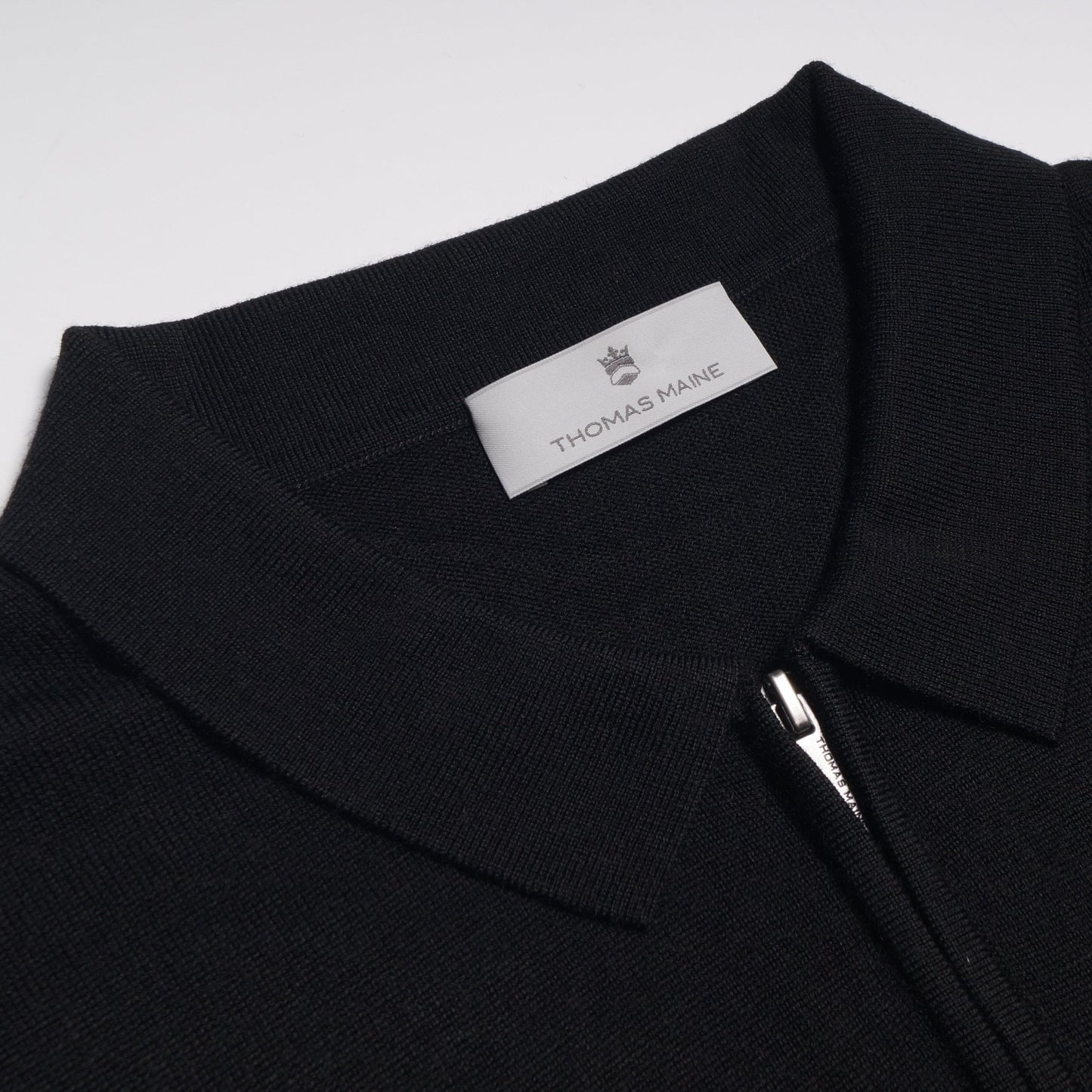 Merino Half Zip Polo - Black