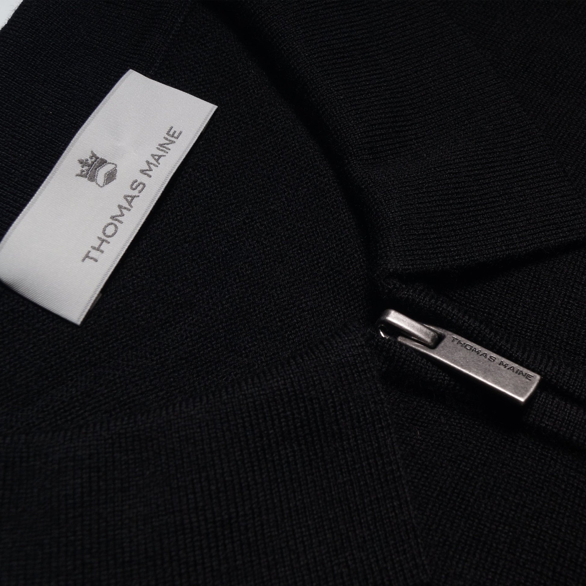 Thomas Merino Half Zip Polo - Black