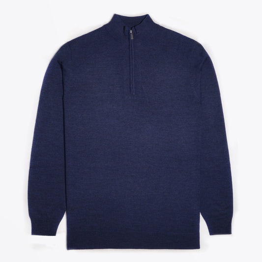 Merino Half Zip Sweater - Blue