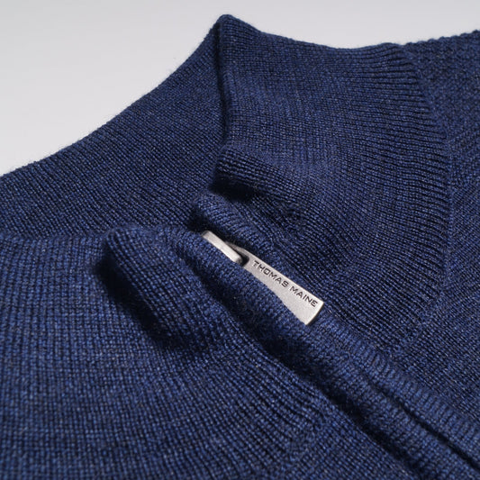 Merino Half Zip Sweater - Blue
