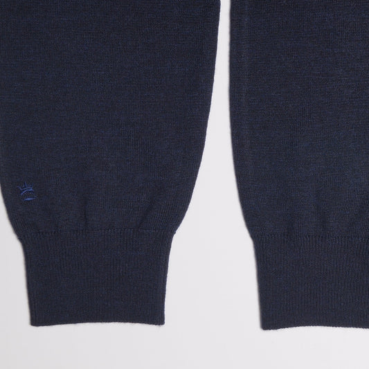 Merino Crew Neck Knit Sweater - Navy