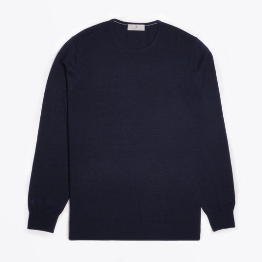 Merino Crew Neck Knit Sweater - Navy