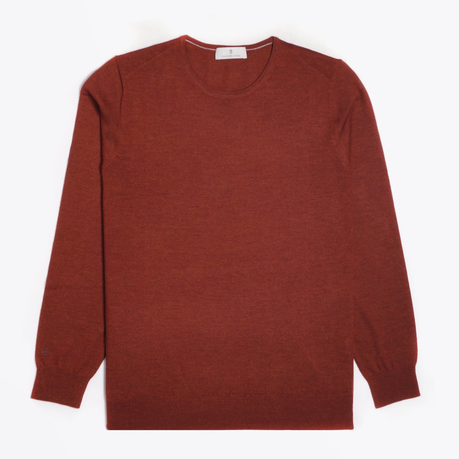 Thomas Merino Crew Neck Knit Sweater - Burnt Orange