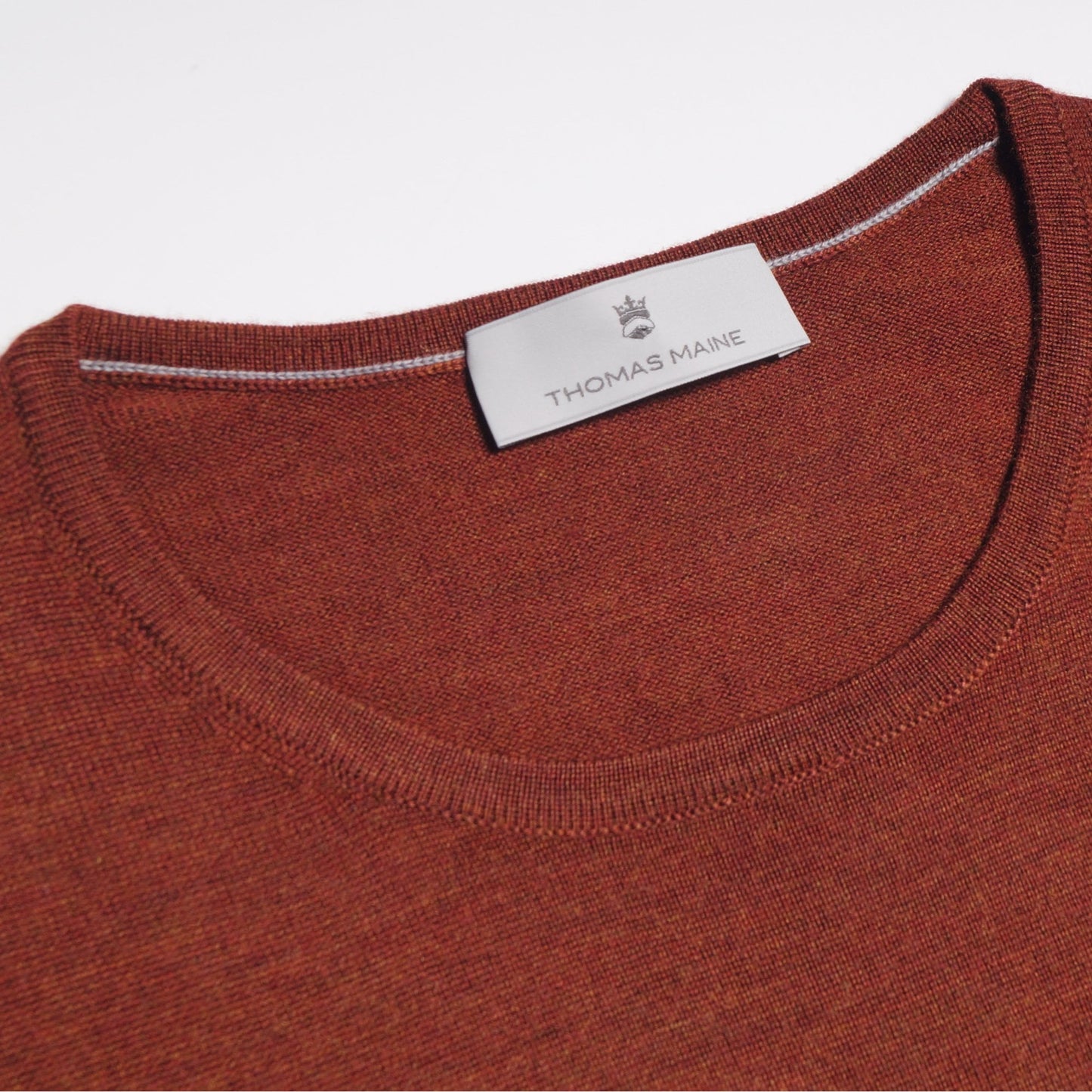 Merino Crew Neck Knit Sweater - Burnt Orange