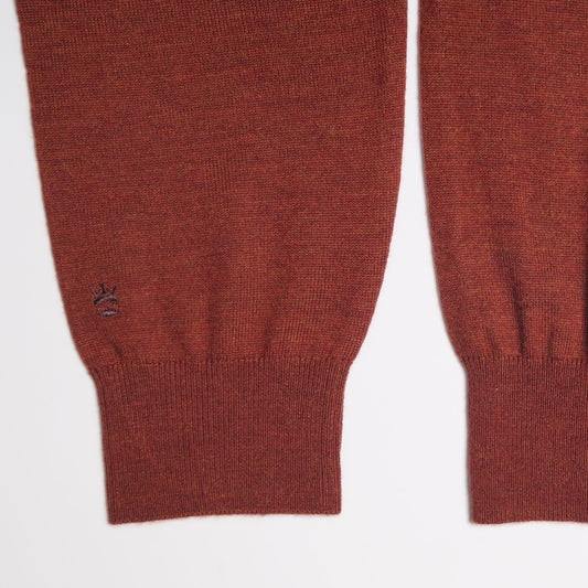 Merino Crew Neck Knit Sweater - Burnt Orange