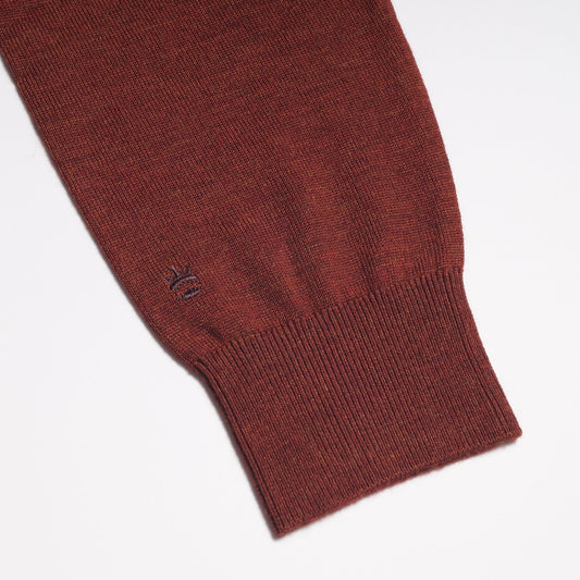 Merino Crew Neck Knit Sweater - Burnt Orange