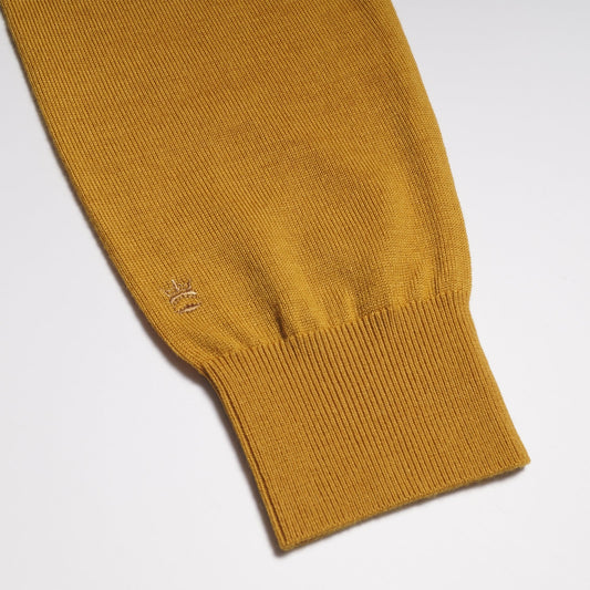 Merino Crew Neck Knit Sweater - Yellow