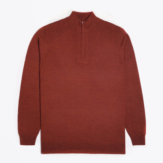 Merino Half Zip Sweater - Burnt Orange