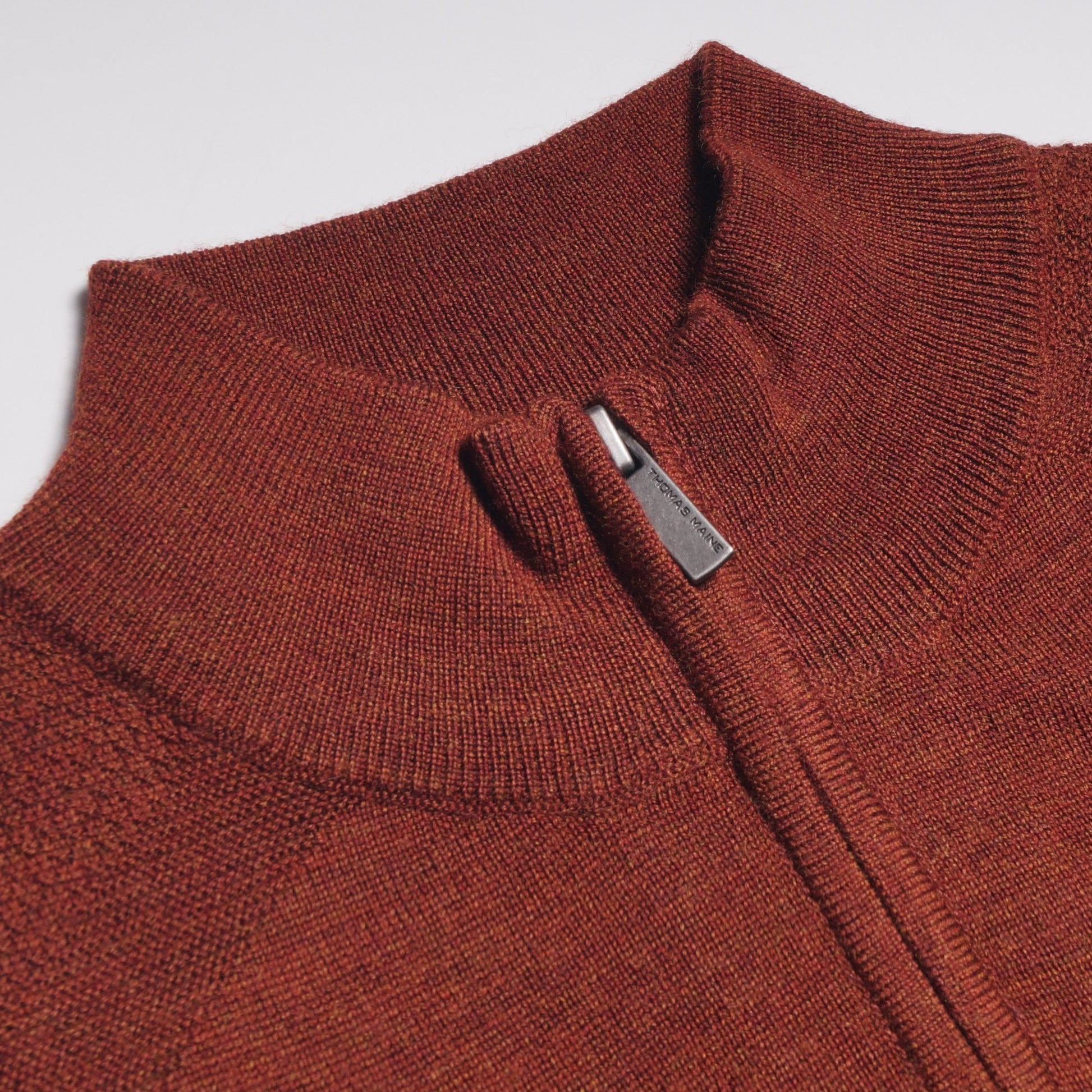 Thomas Merino Half Zip Sweater - Burnt Orange