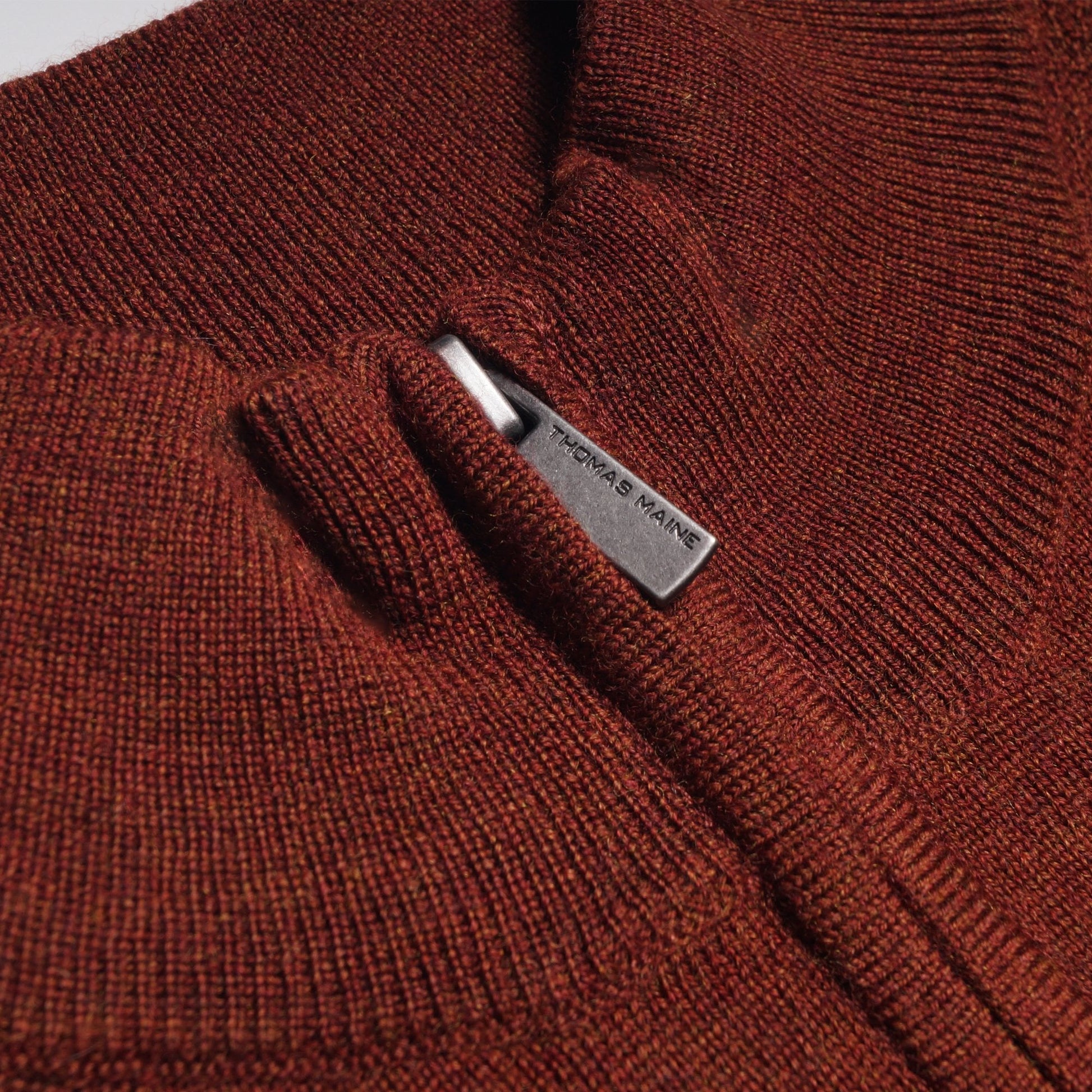 Thomas Merino Half Zip Sweater - Burnt Orange