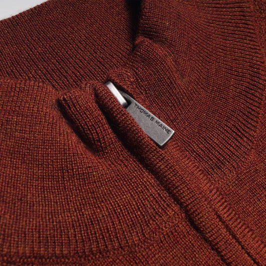 Merino Half Zip Sweater - Burnt Orange
