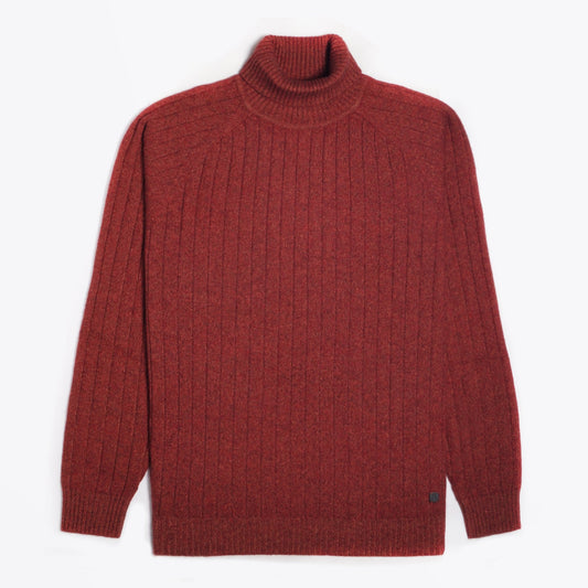 - Wool Roll-Neck Pullover - Burnt Orange