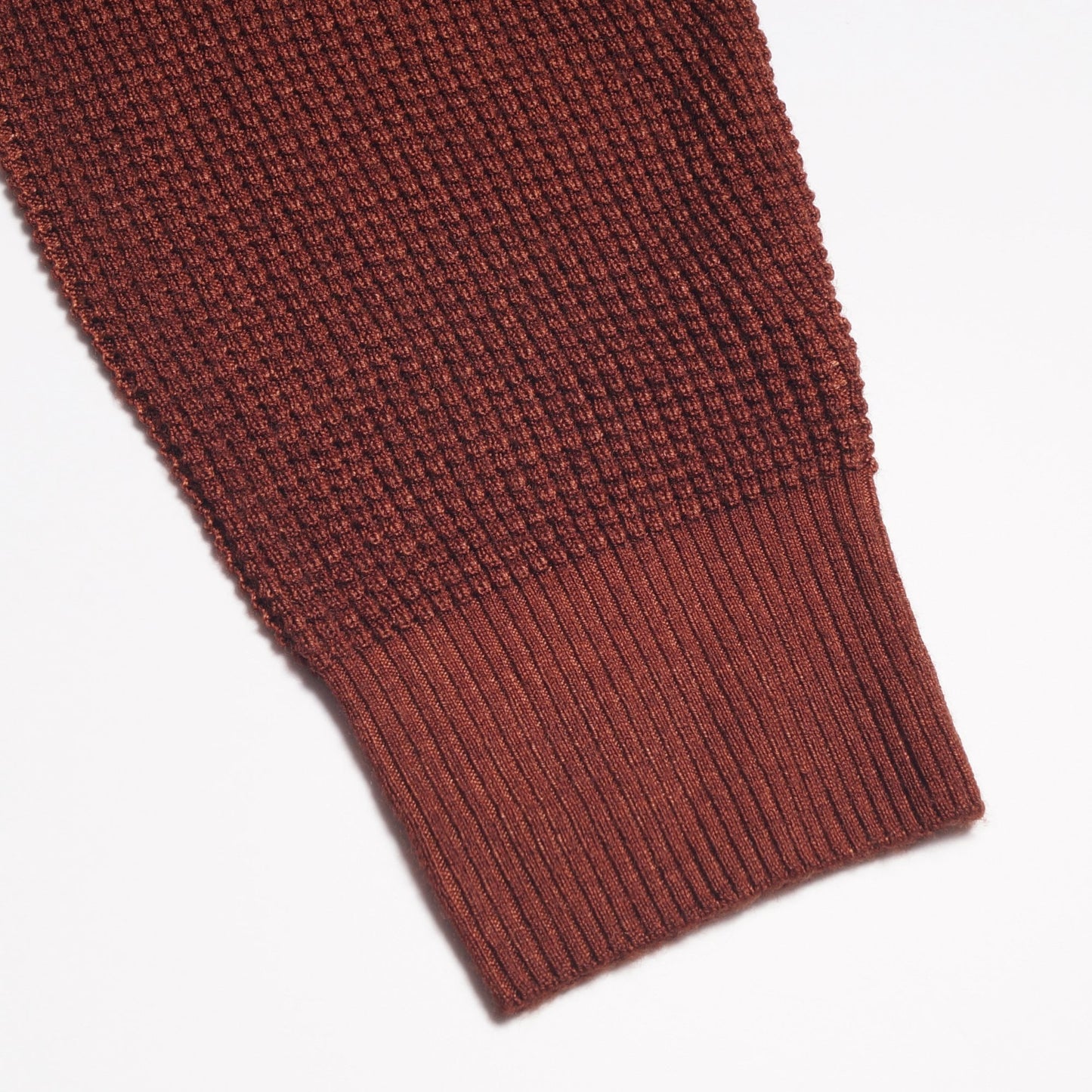 - Wool Waffle Knit Pullover - Burnt Orange