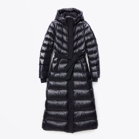 - Calina - Maxi Lightweight Down Hooded Coat - Black