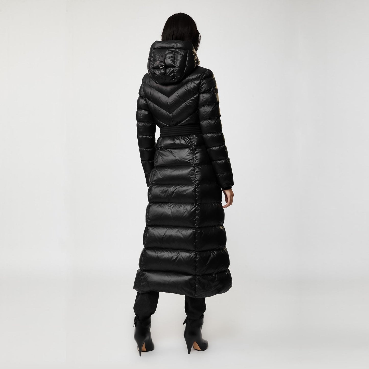 - Calina - Maxi Lightweight Down Hooded Coat - Black
