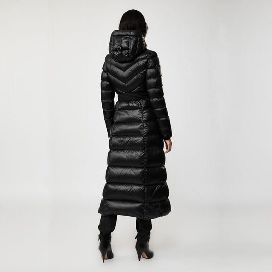 - Calina - Maxi Lightweight Down Hooded Coat - Black