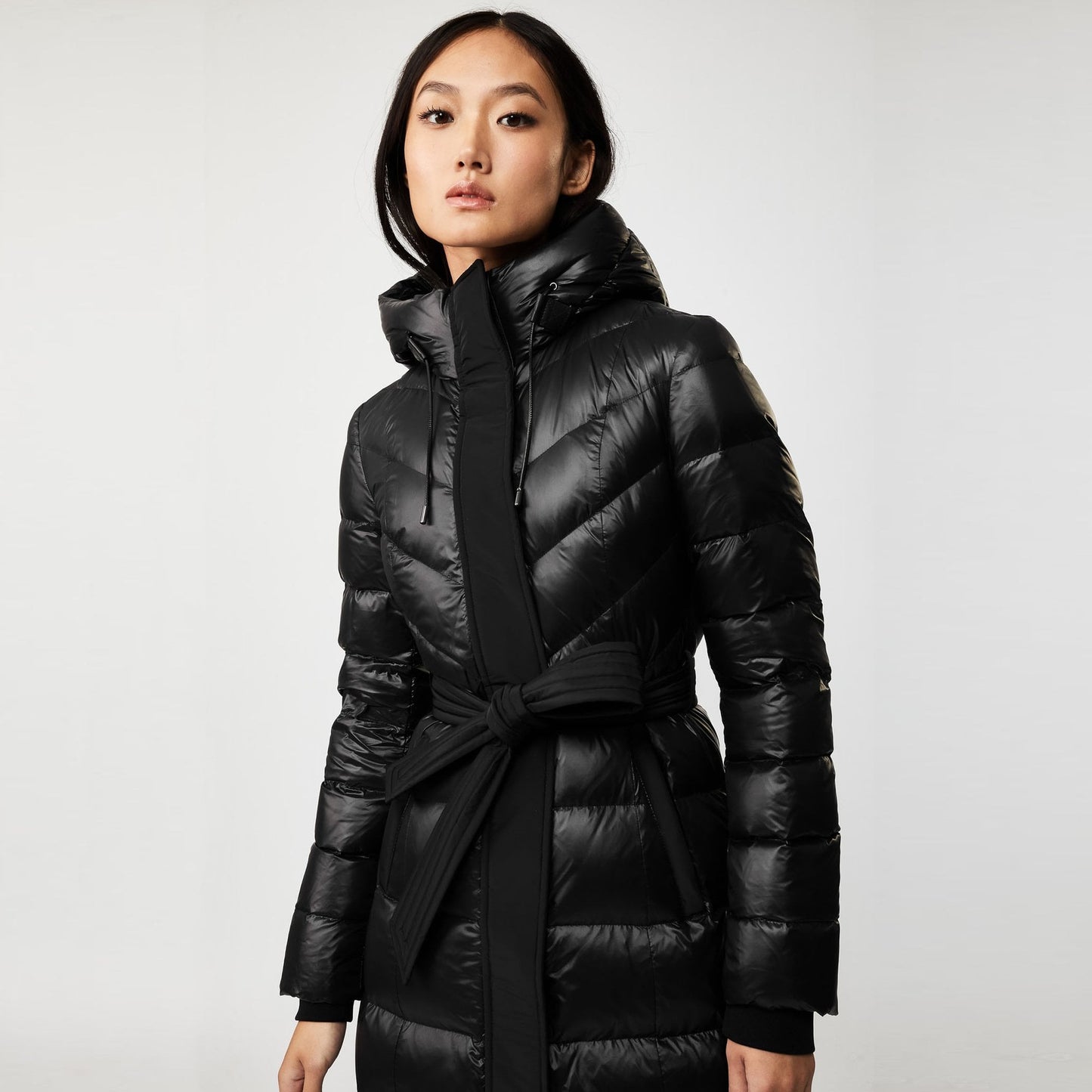 - Calina - Maxi Lightweight Down Hooded Coat - Black