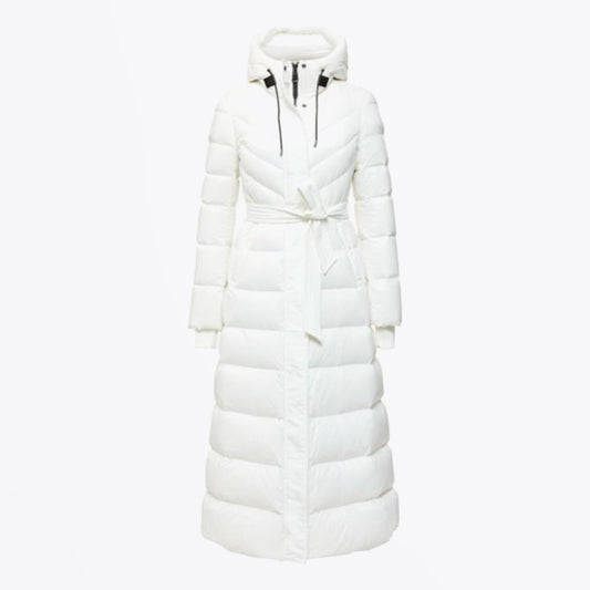 - Calina - Maxi Lightweight Down Hooded Coat - Off-White