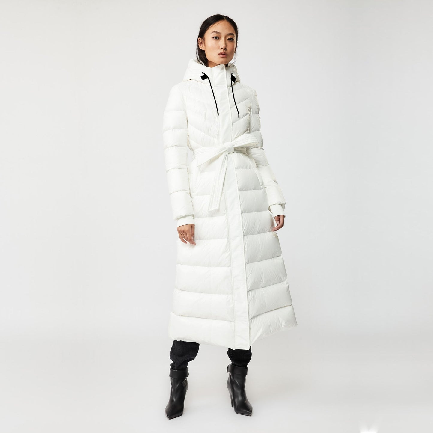 - Calina - Maxi Lightweight Down Hooded Coat - Off-White