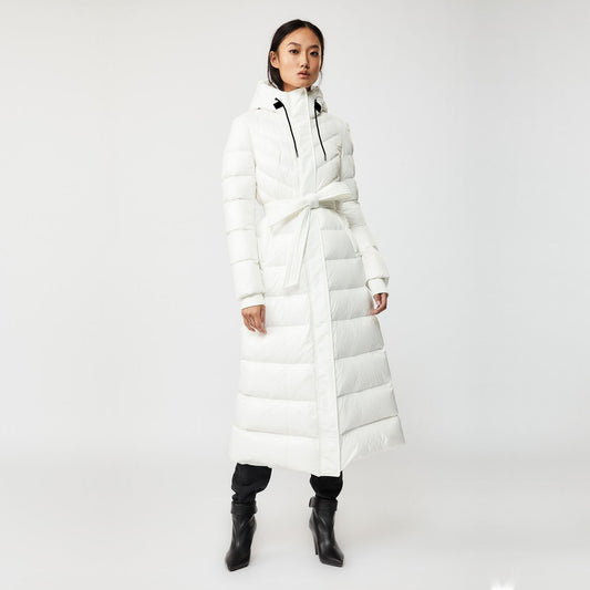 - Calina - Maxi Lightweight Down Hooded Coat - Off-White