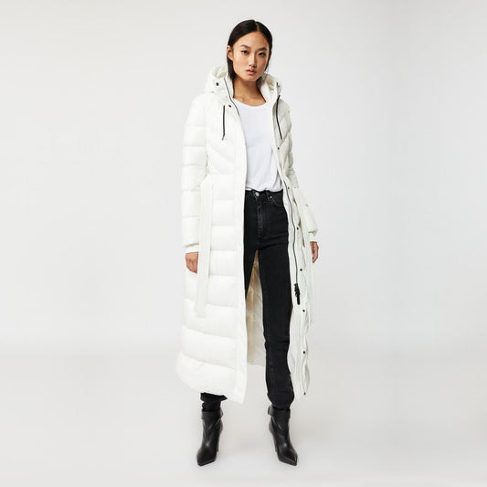 - Calina - Maxi Lightweight Down Hooded Coat - Off-White