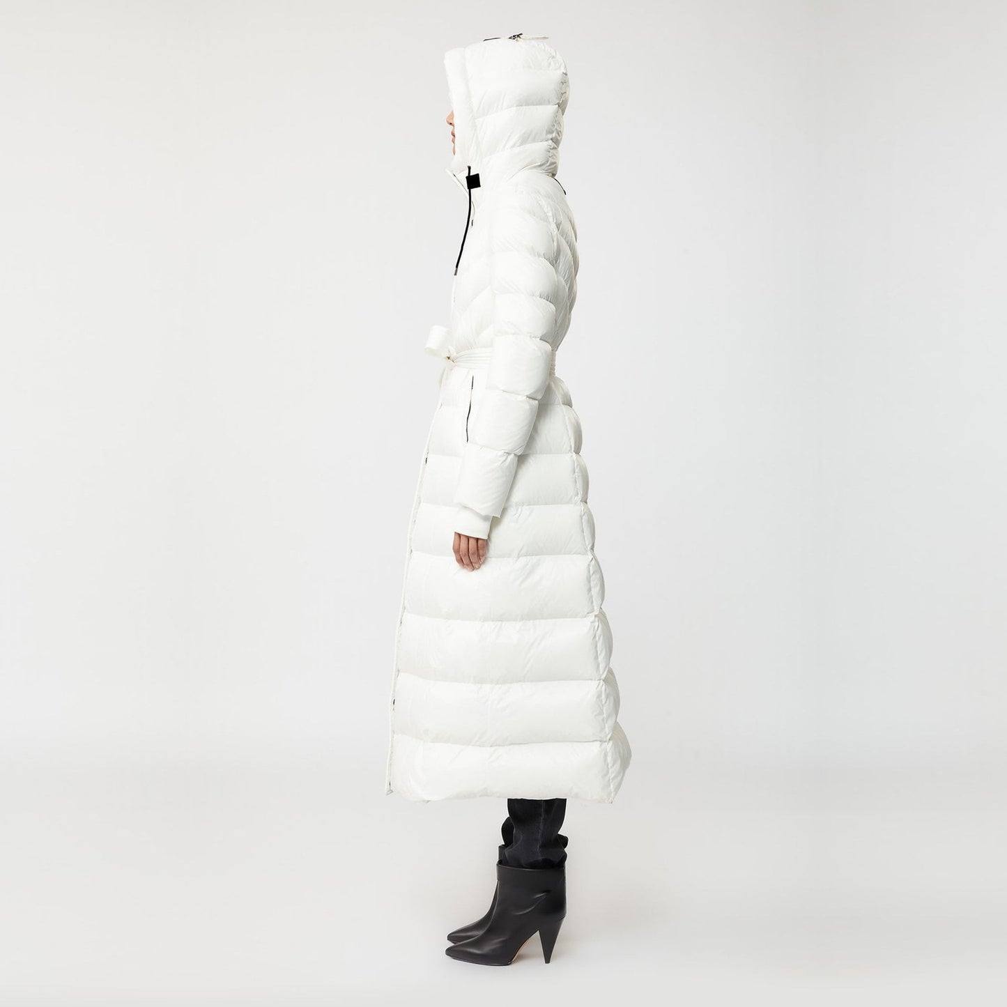 - Calina - Maxi Lightweight Down Hooded Coat - Off-White