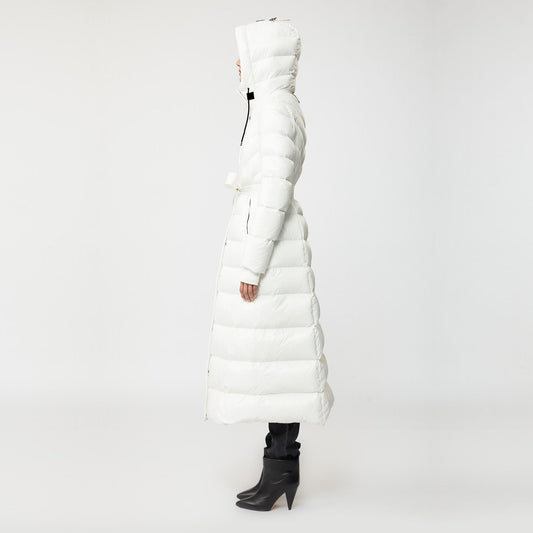 - Calina - Maxi Lightweight Down Hooded Coat - Off-White