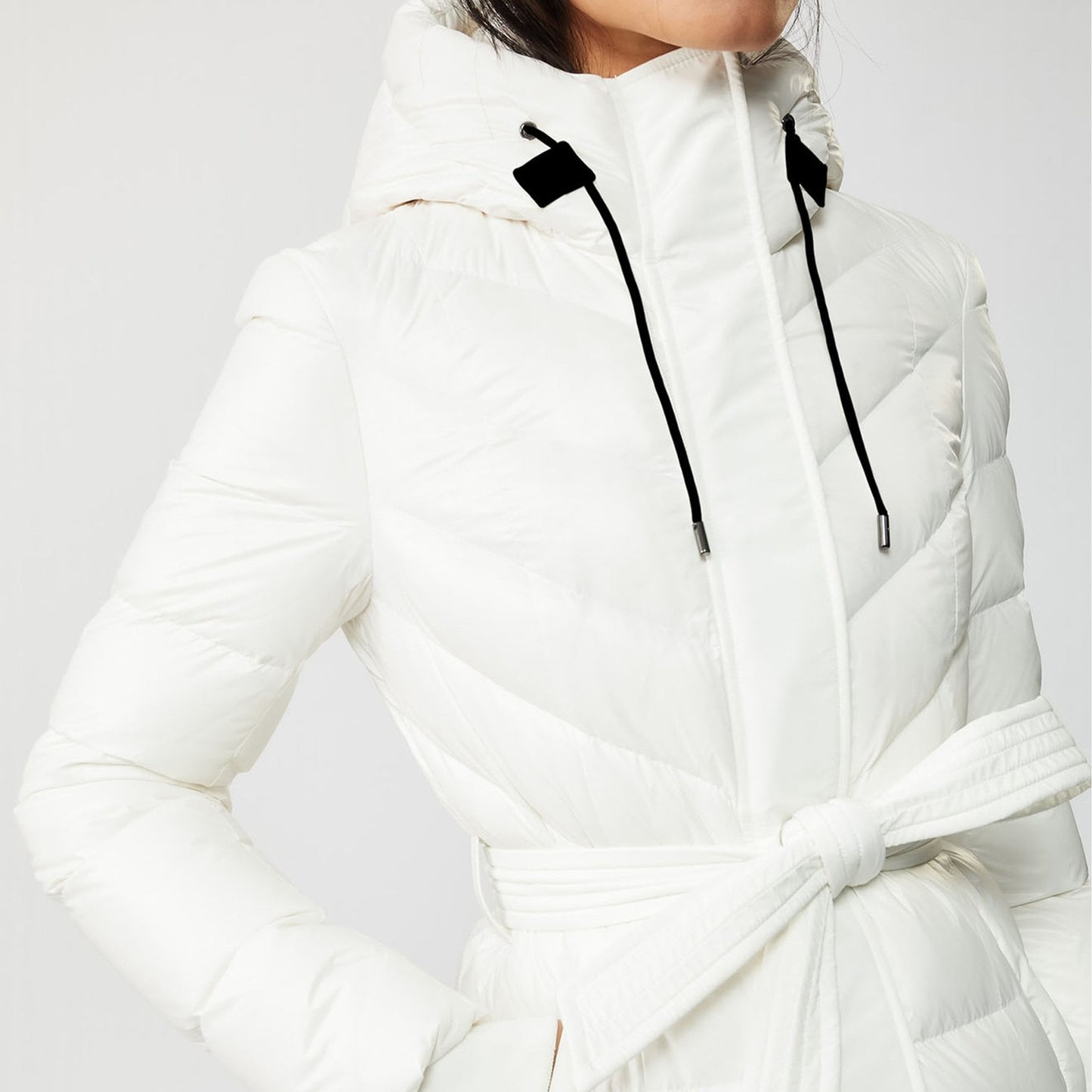 - Calina - Maxi Lightweight Down Hooded Coat - Off-White