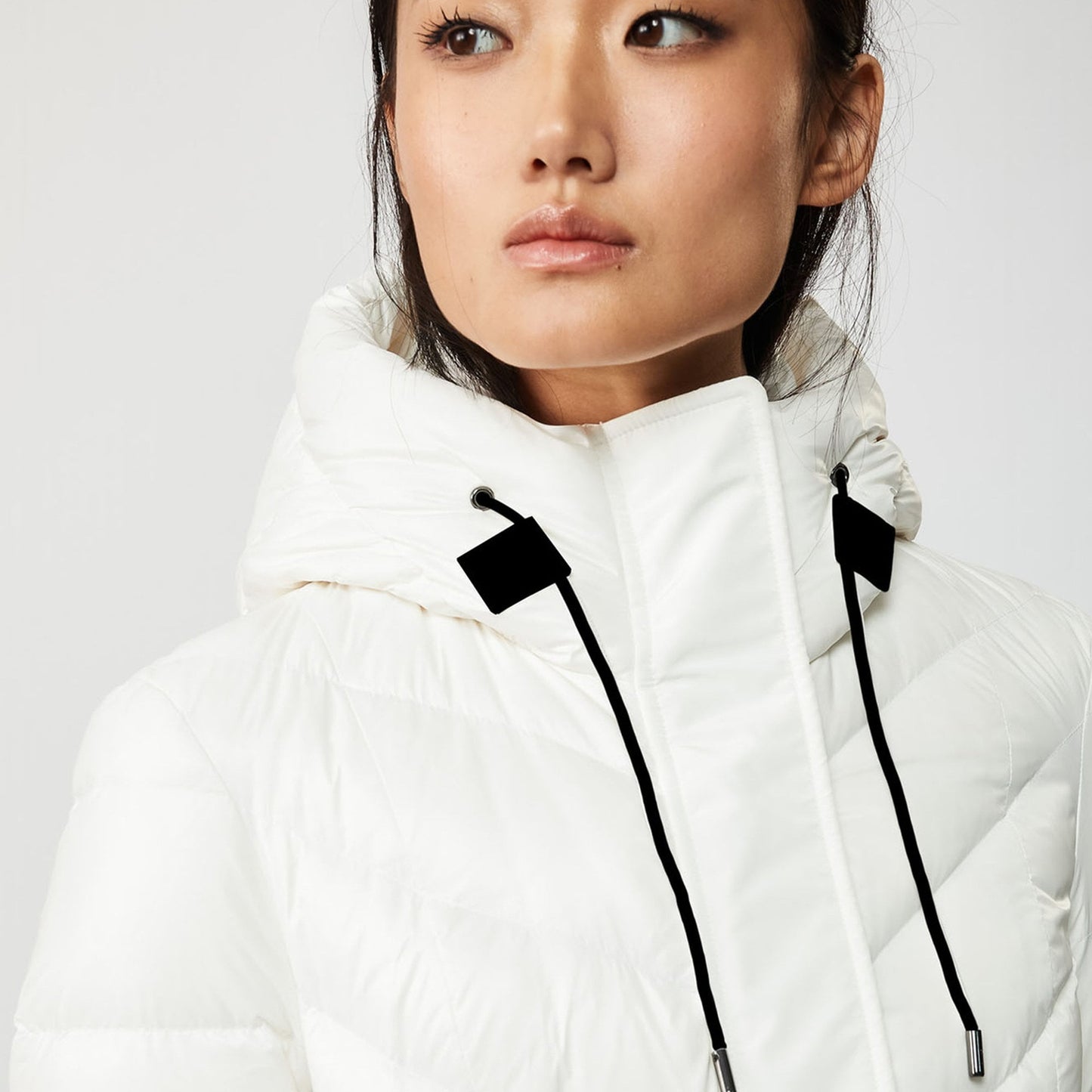 - Calina - Maxi Lightweight Down Hooded Coat - Off-White