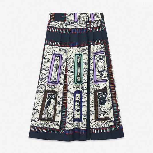 - Printed Skirt - Beige/Multi