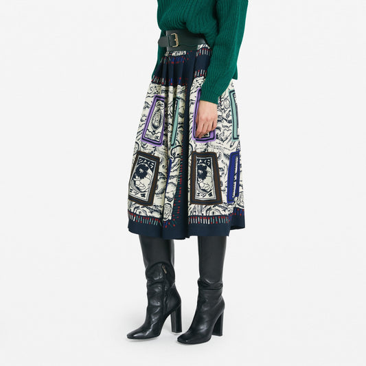 - Printed Skirt - Beige/Multi