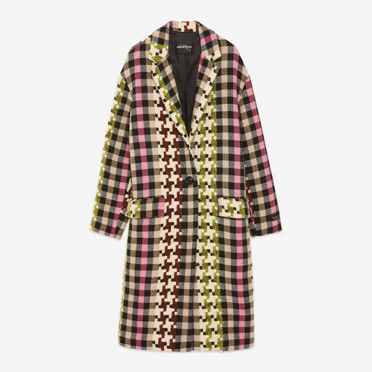 Wool-Blend Checked Coat - Multi