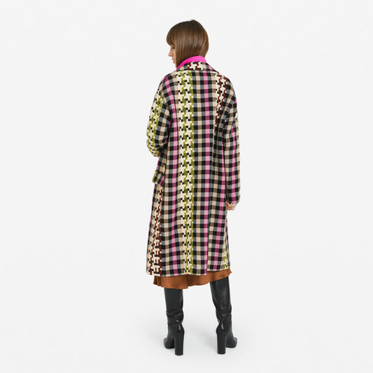 Wool-Blend Checked Coat - Multi