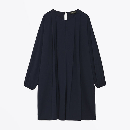 Midi Dress With Tucks - Blue