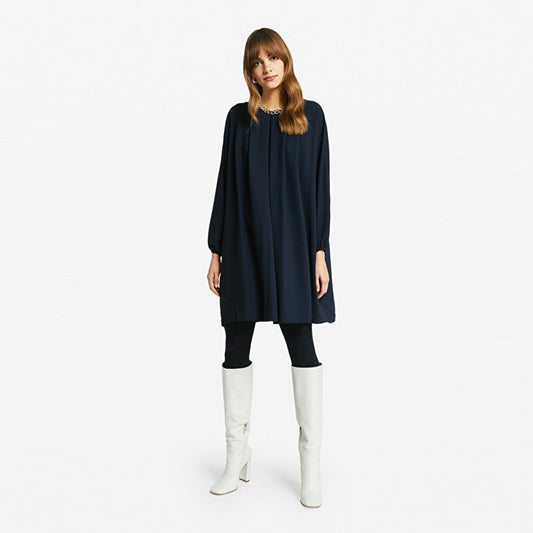 Midi Dress With Tucks - Blue